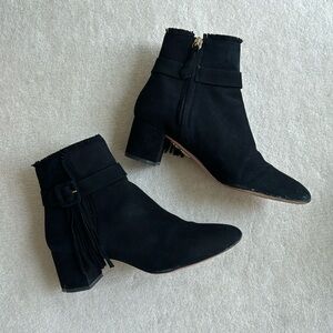 Aquazzura Suede Tassle Ankle Boots
